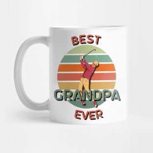 Best Grandpa Ever Golfing Grandad Retro Sunset Mug